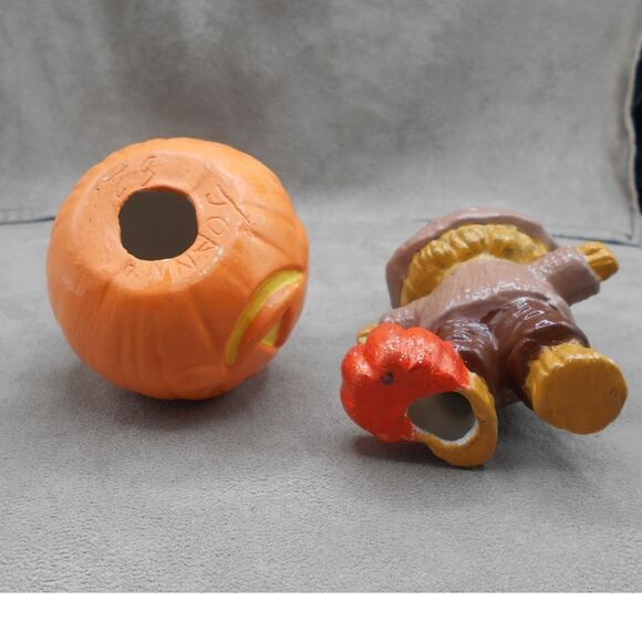 Vintage Halloween Ceramic Riverview Randy Scarecrow w/Pumpkin Lot - Picture 8 of 8